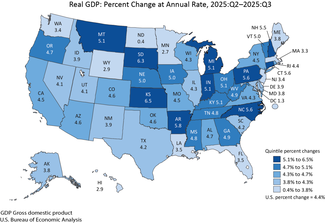 Gross Domestic Product by State and Personal Income by State, 3rd Quarter 2025